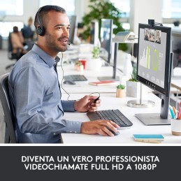 Logitech C920 HD Pro Webcam, Videochiamata Full HD 1080p 30fps, Audio Stereo ‎Chiaro, ‎Correzione Luce HD, Funziona con Skype,