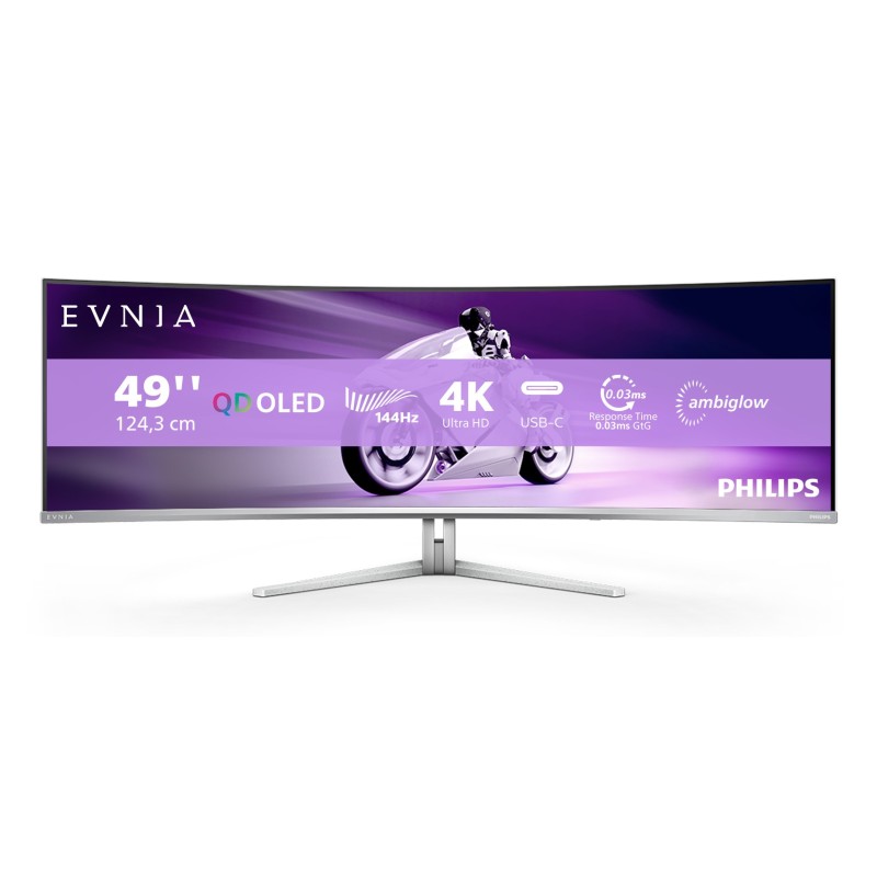 Philips Evnia 8000 49M2C8900L 00 Monitor PC 124,2 cm (48.9") 5120 x 1440 Pixel Dual QHD QDOLED Bianco