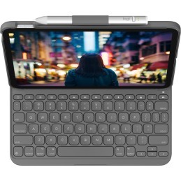 Logitech Slim Folio QWERTZ Tedesco Bluetooth Grigio